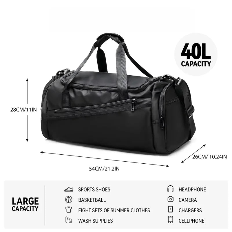 Sports Gym Bag Travel Duffel Bag with Shoes Compartment for Men Women 40L Lightweight Foldable Duffel Bag Workout Bag