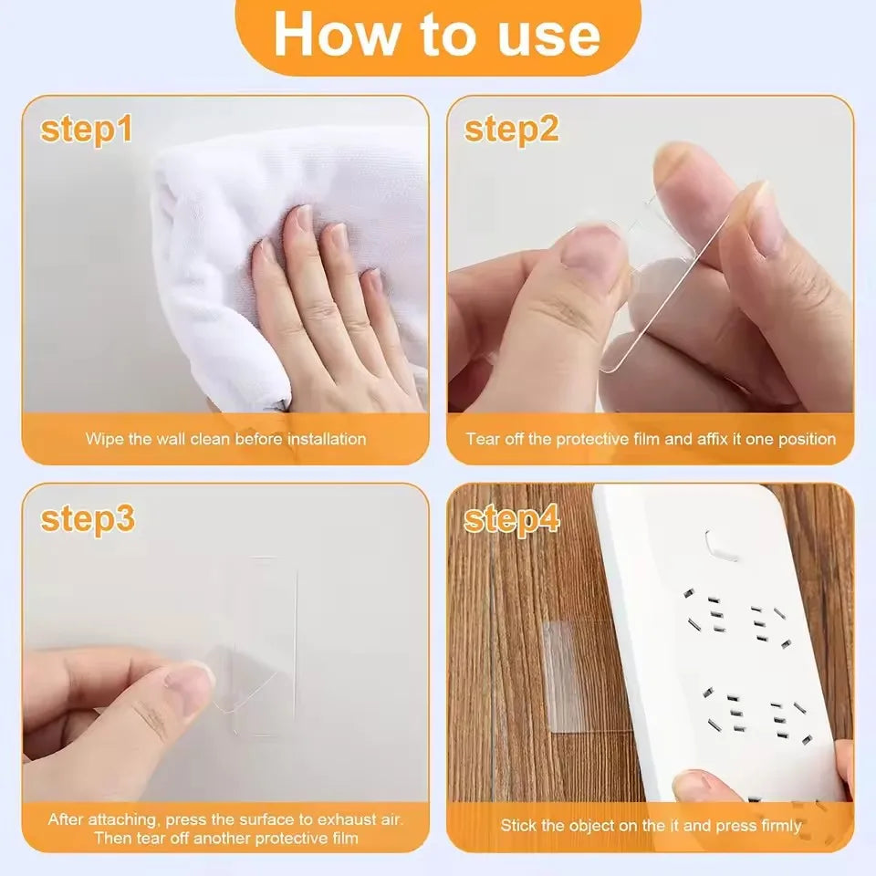 300Pcs Double Sided Adhesive Tape Nano Reusable Super Strong Transparent Wall Stickers WaterProof Widely Used Wall Mount Sticker