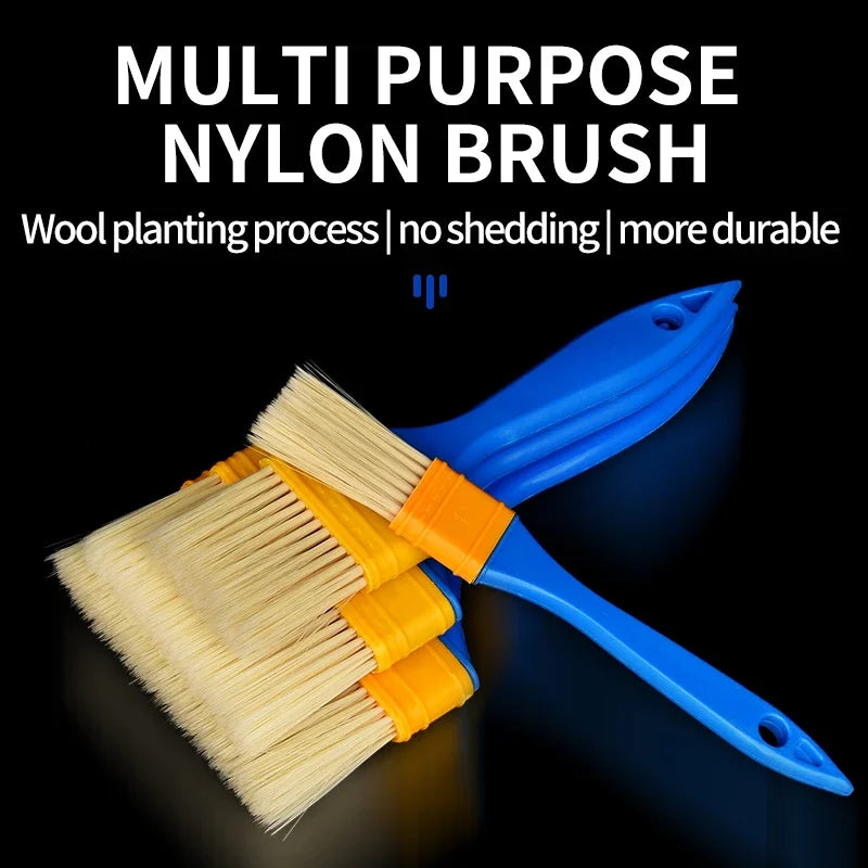 Multifunctional Paint Brush with Wooden Handle for Wall & Furniture Cleaning Nylon Bristle Barbecue Brush