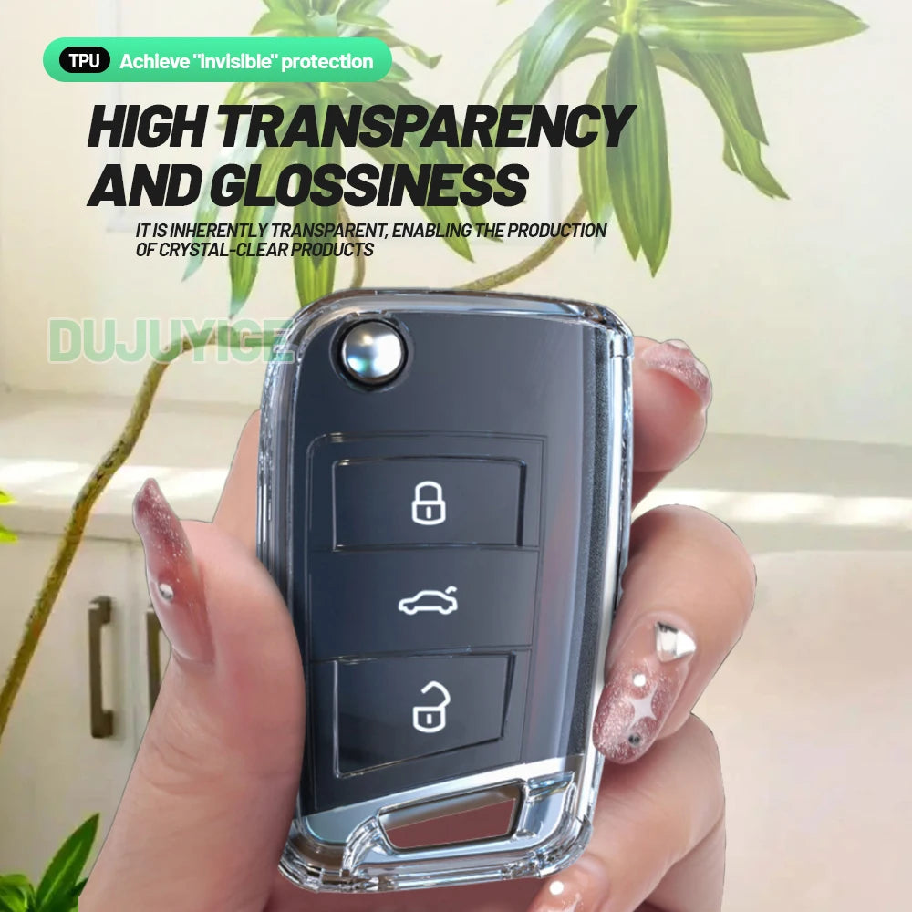 Clear TPU Car Key Case For Audi A1 GB 2018-2025 Key Fob Cover Protector Shell Auto Accessories 2019 2020 2021 2022 2023 2024