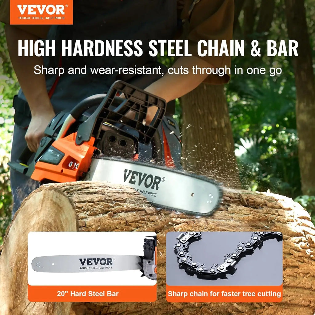 Chainsaw 58CC 2-Cycle  20 Inch Handheld Cordless Petrol Chain Saws For Forest, Wood, Garden and Farm Cutting Use