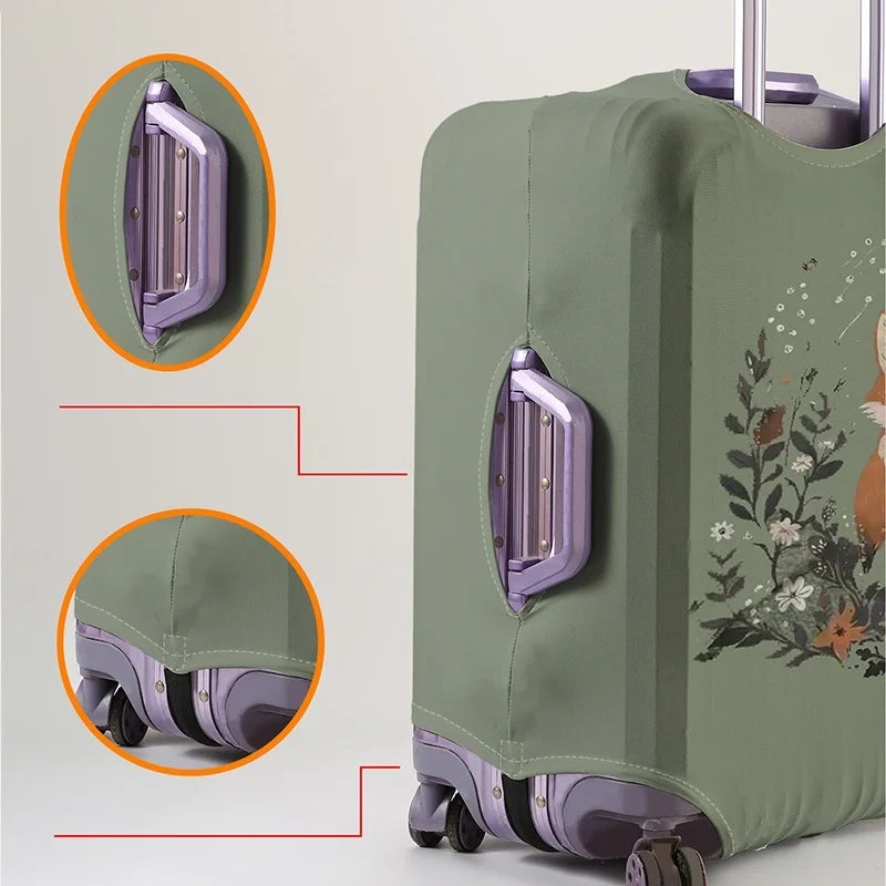 Forest garland fox sage green pattern luggage protection cover, suitable for 18-32 inch luggage covers, luggage handle gloves, t