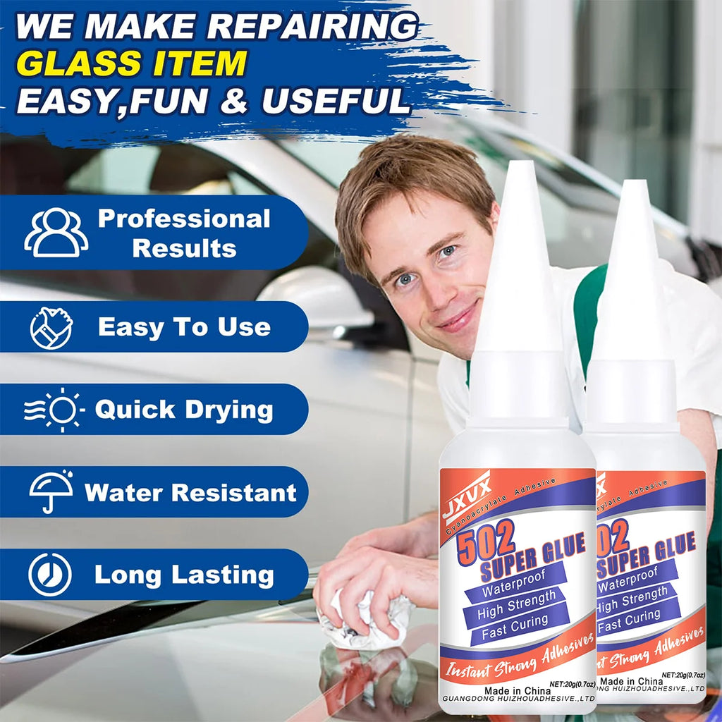 502 Liquid Super Glue for Metal, 20g Clear Instant Thick CA Glue for Stainless Steel Aluminum DIY Crafts and Repairs, Fast Drying High Strength All Purpose Permanent Professional Cyanoacrylate Adhesives.