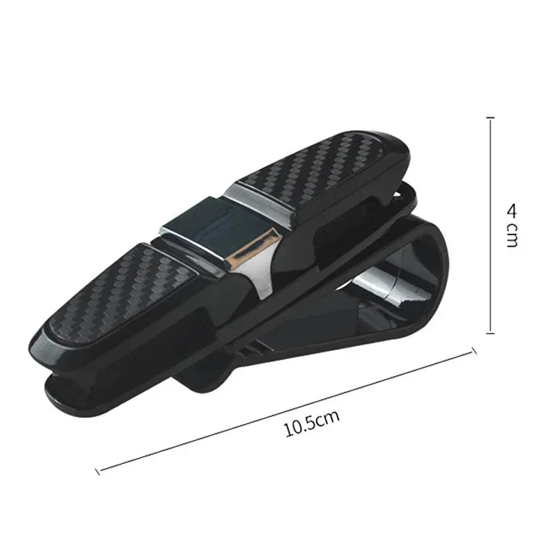 Black Glasses Holder for Car Sun Visor Sunglasses Clip Card Ticket Holder Eyeglasses Fastener Carbon Fiber Sunglasses Clip