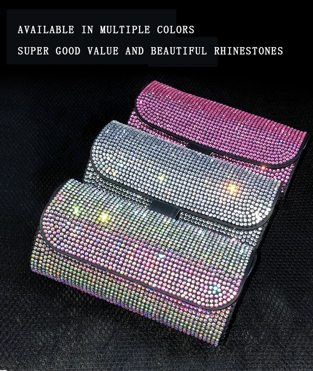 Diamond Car Glasses Case Sunglasses Storage Box Glasses Holder Sun Visor Glasses Case Bling Car Assessoires Interior for Women