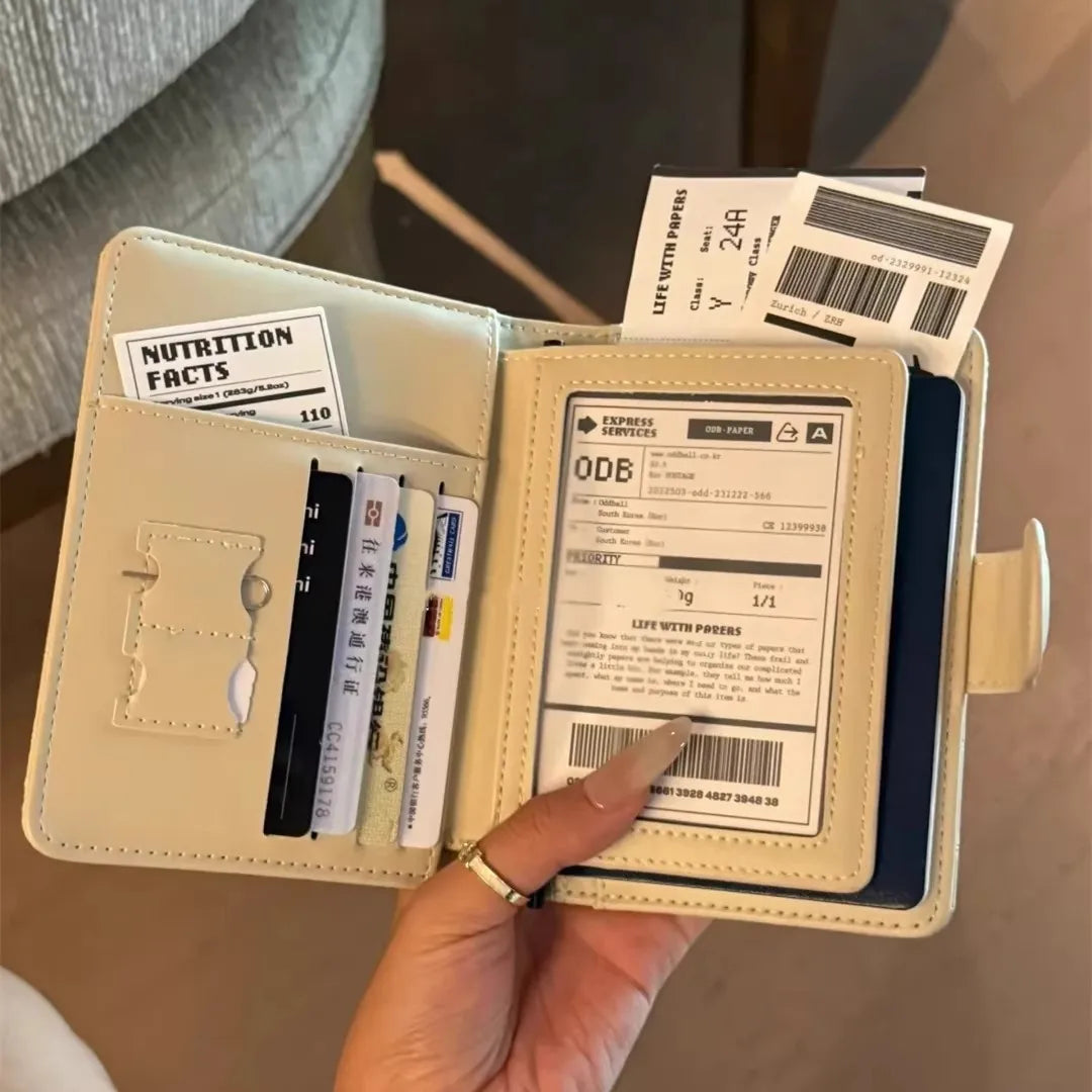 Slim Multifunctional Passport Holder Genuine Leather Travel Document Organizer Multiple Card Slots New