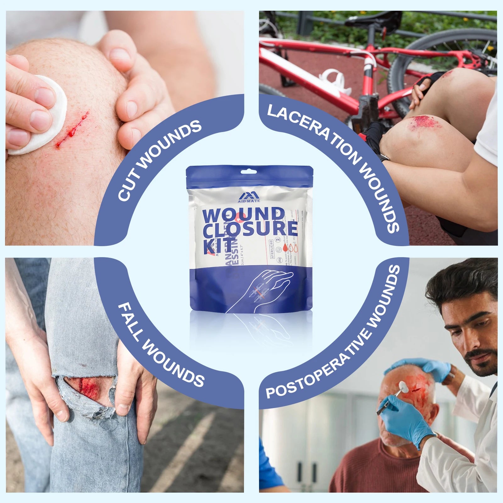 Aid Mate Zipper Band-aid Wound Closure Device Kit Suture Free Laceration Strips for Emergency Survival Wound Reduce Tension Tape