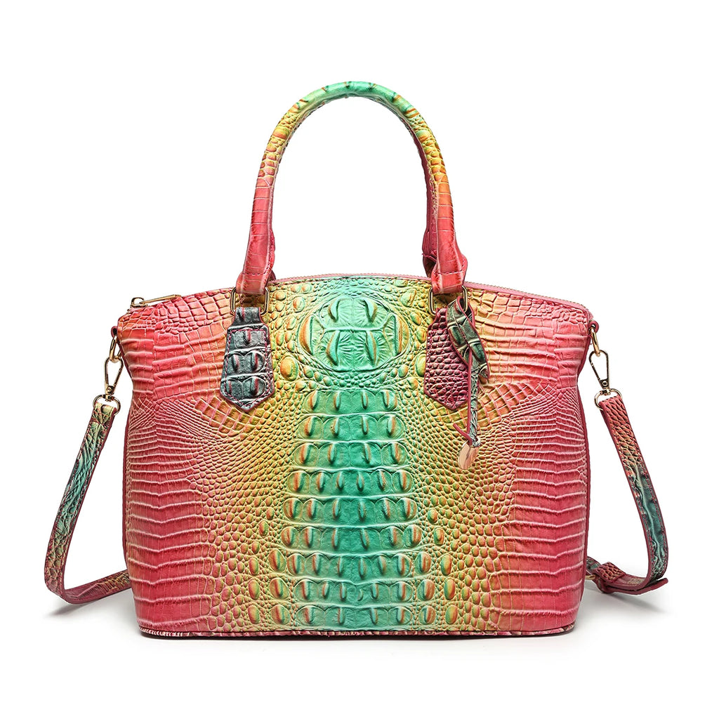 Embossed Dome Tote Bag for Women Convertible Top Handle Shoulder Bag with Detachable Strap Zipper Closure Lightweight Portable Daily Purse Ideal for Outdoor Hiking Camping Travel Weekend Getaway Daily Commute Casual Outing an