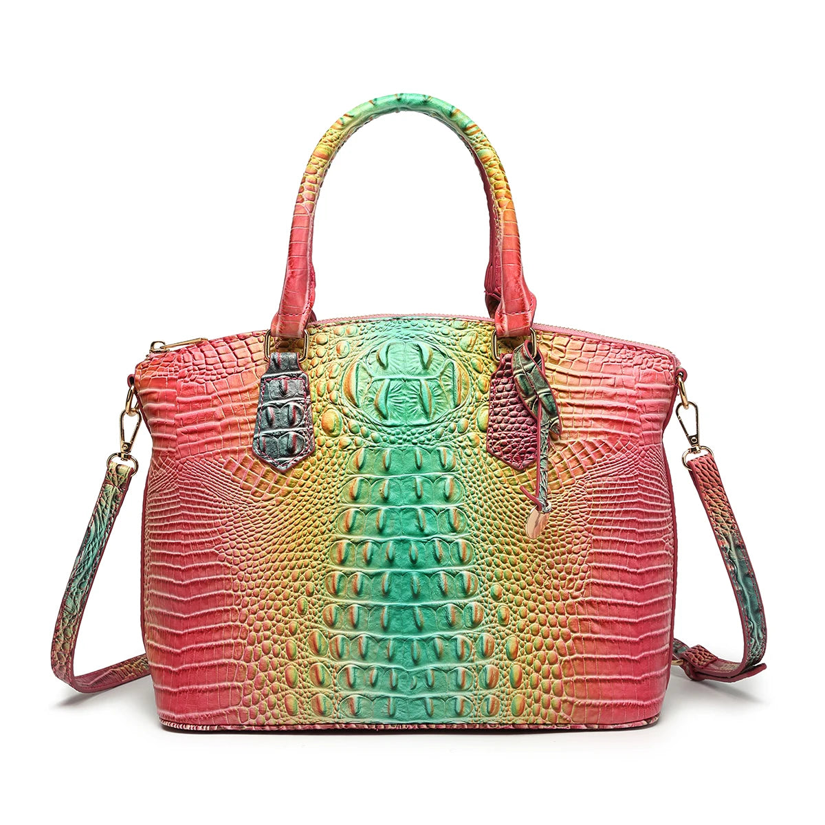 Embossed Dome Tote Bag for Women Convertible Top Handle Shoulder Bag with Detachable Strap Zipper Closure Lightweight Portable Daily Purse Ideal for Outdoor Hiking Camping Travel Weekend Getaway Daily Commute Casual Outing an