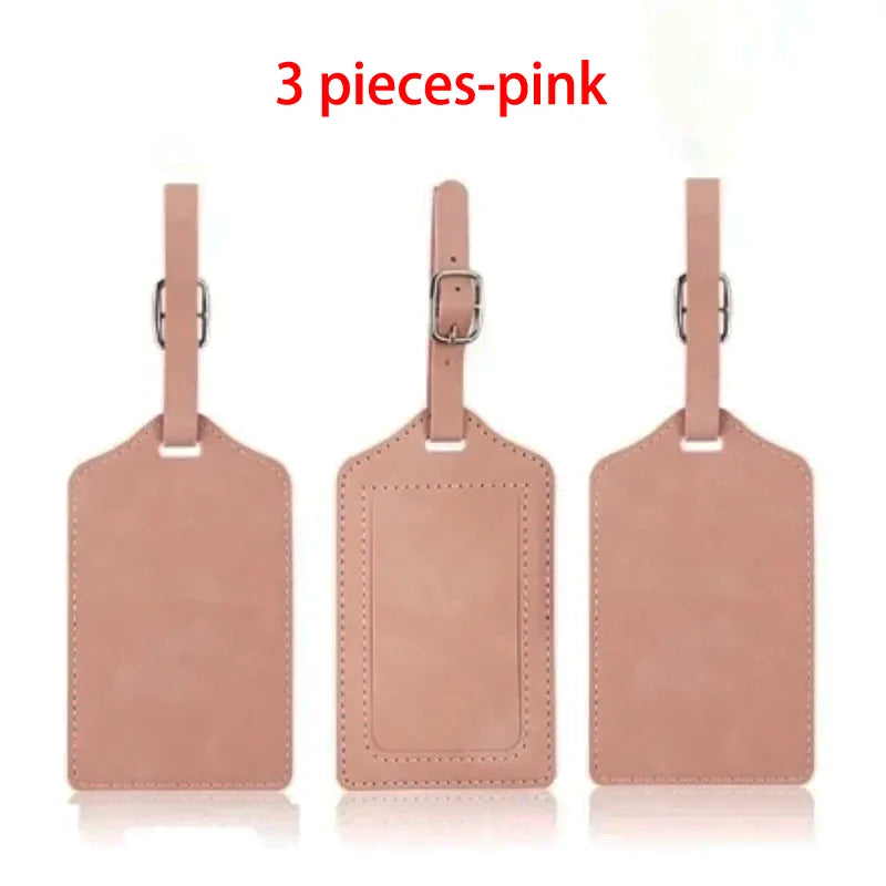 3 Pieces Travel Luggage Tag PU Leather Suitcase Label Boarding Pass Anti-Loss Pendant Cross-Border Logo Tag for Bags