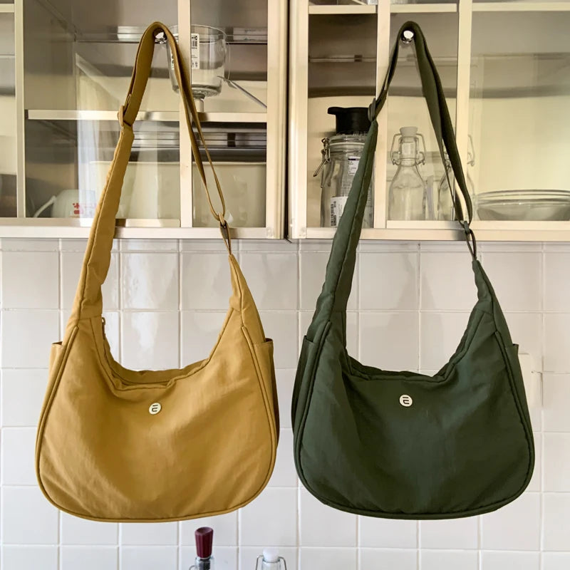 Casual Canvas Dumpling Bag Women's Summer Crossbody Bag Fashionable Underarm Bag Soft Nylon Material Easy to Clean Daily Use
