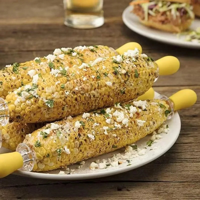 1Pair Corn Holder, Stainless Steel Corn Cob Holders Corn on The Cob Skewers, for Home Cooking BBQ Parties Camping