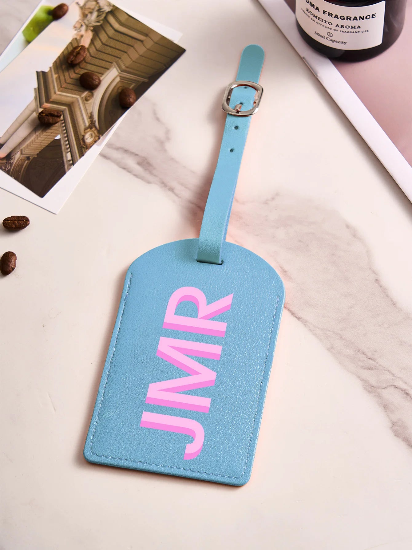 Personalized Initial Luggage Tag Custom Letter PU Leather Travel Bag Tag UV Printed Suitcase ID Label Travel Gift for Women Men