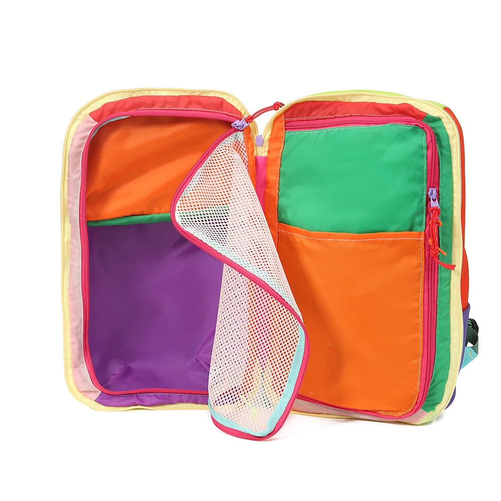 20L Large Capacity Multicolor Backpack Lightweight Fashion Color Block Travel Bag Ideal for Hiking Camping Daily Use