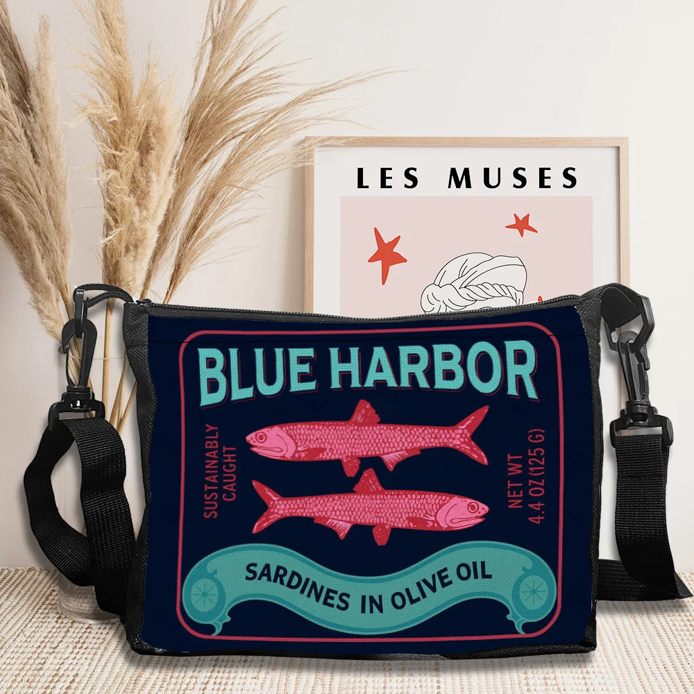 Women Shoulder Bag Colorful Trendy Sardines Shopping Bags for Lady Cartoon Grocery Tote Bag Handbags Casual Crossbody Bag