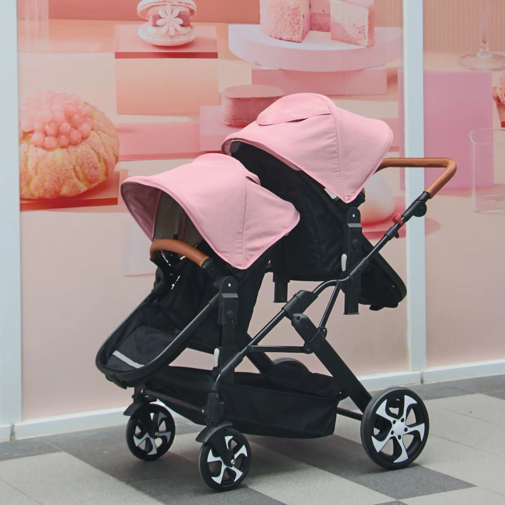 High landscape baby stroller for twins, suitable for folding four wheeled baby strollers for two children NEW 2025 kids car