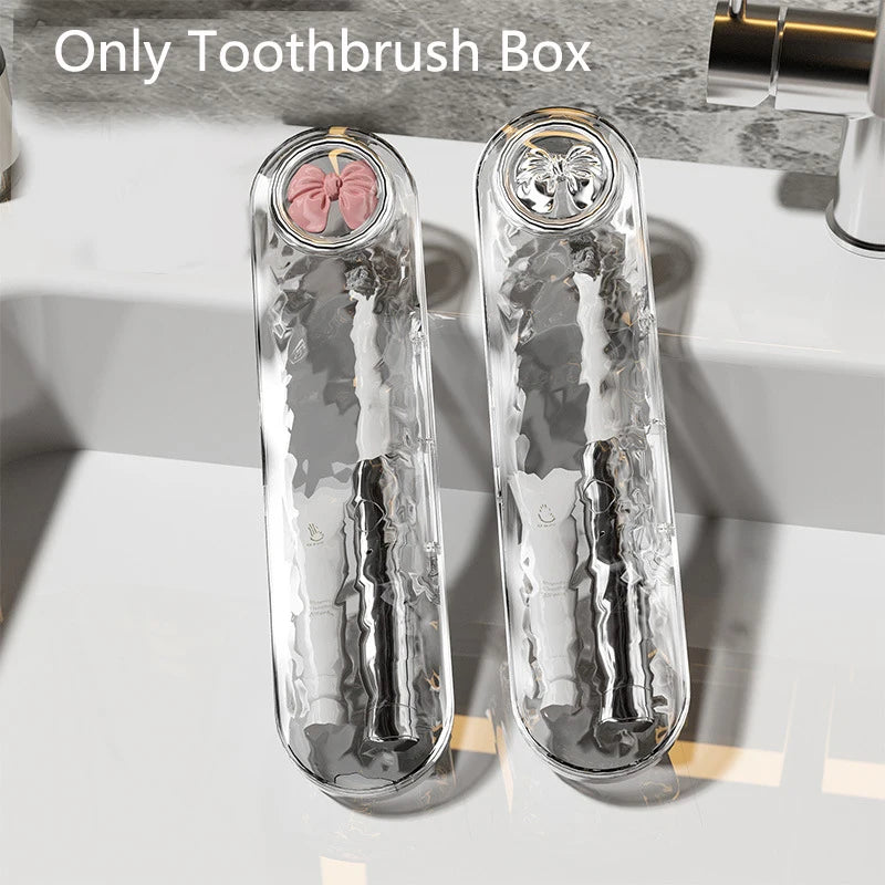 New Travel Homeuse Portable Toothbrush Storage Box Dustproof Toothbrush Boxes Cute Bowknot Water Ripple Tooth brush Cover Case