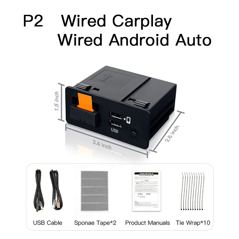 2025 New P3 Bluetooth Wireless CarPlay Android Auto USB Adapter Hub OEM for Retrofit Mazda 2 3 6 CX3 CX5 CX8 CX9 MX5 TK78669U0C
