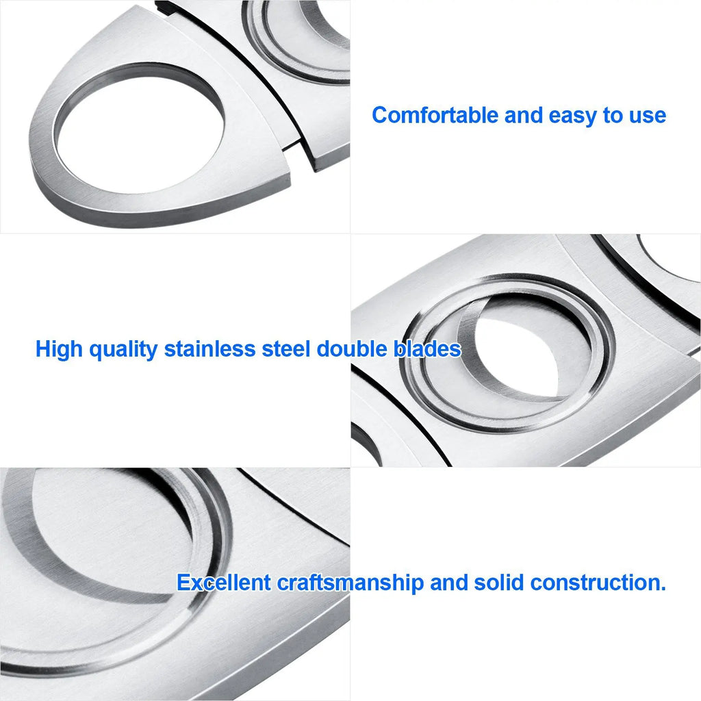 2026 New Stainless Steel Cigar Cutter Pocket Zigarren Double Blades Smoking Cutting Accessories Tool Wholesale Factory