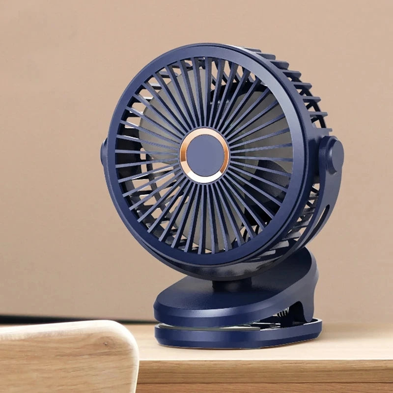 Portable USB Table Clip Fan Type-C 10000mAh Rechargeable Mini Desk Stand Fan 360 Degree Rotation 4 Speeds Air Cooling Ventilador
