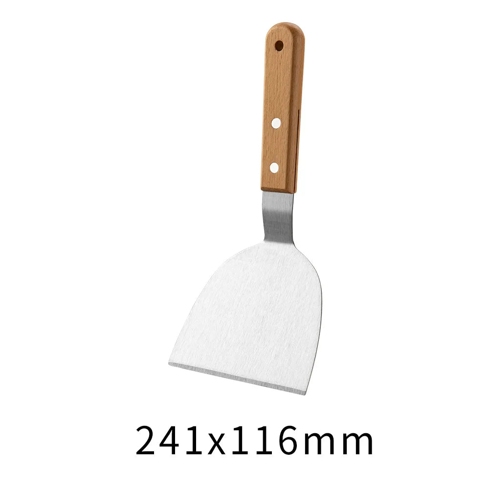 Outdoor Griddle Spatula Stainless Steel Grill Spatula Scraper Flat Spatula Pancake Flipper Hamburger Turner For Grilling JT596