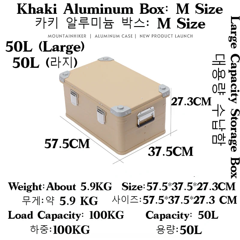 MOUNTAINHIKER New 30-80L Camping Picnic Travel Aluminum Alloy Large Capacity Box Storage Bag Hiking Accessories Outdoor Storage