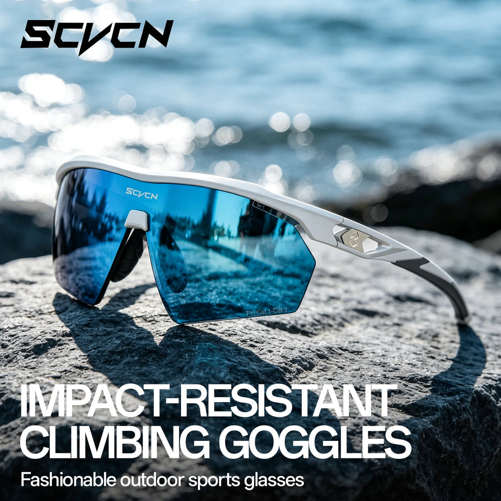 Scvcn Photochromic Hiking Sunglasses UV400 Outdoor Sports Trendy Design Cycling Running Baseball Glasses Lightweight Eyewear