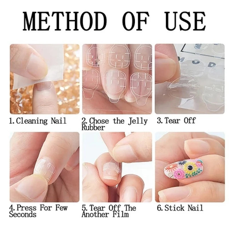 600PCS Double Sided Glue Nail Sticker Adhesive Tabs Waterproof Breathable Fake Nail Glue Stickers Jelly False Nails Tips