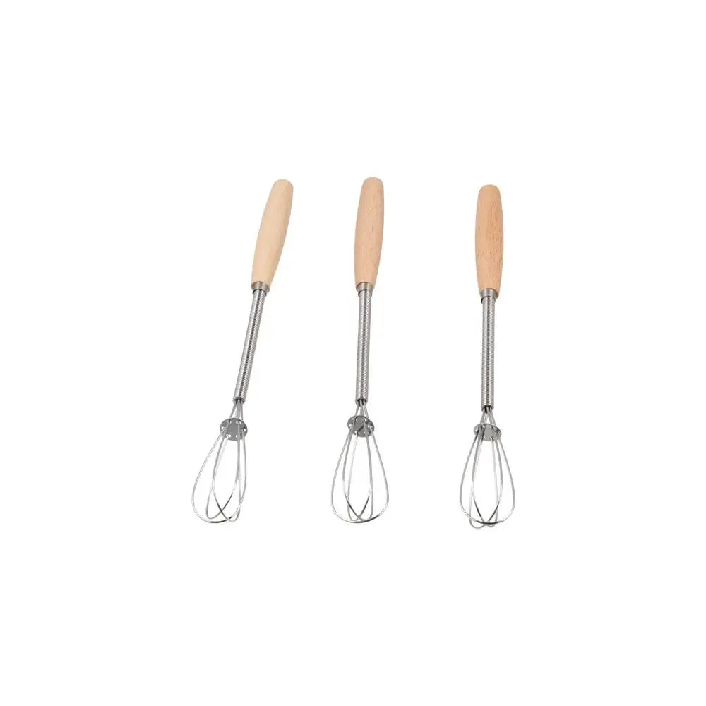 Multifunction Stainless Steel Egg Beater Wooden Handle Useful Mini Egg Whisk Portable Manual Egg Beater Baking
