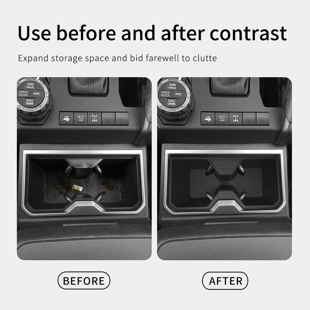 for Toyota 4Runner 2025 Central Console Water Cup Holder Anti-slip Drinks Storage Box Auto Interior Accessories Black
