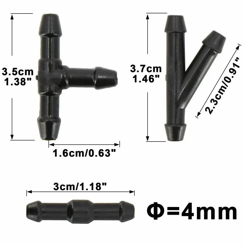 Anti-Leak Heavy Duty Car Wiper Washer Hose 2M+18pcs Connectors Jet Tube Pipe Nozzle Pump Car Wash Maintenance Tools