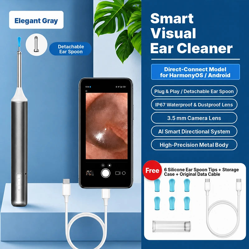 TYPE-C Smart Visual Ear Wax Removal Tool Otoscope Camera 3.9mm Ultra Slim Earpick Ear Cleaner Kit For iPhone Android