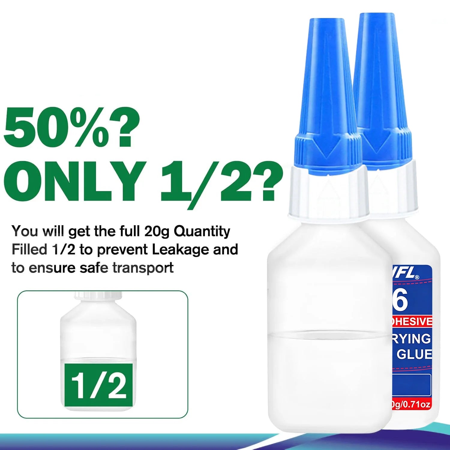 Loolifl 5Pcs 406 20g Cyanoacrylate Super Glue for Plastic Rubber Metal Ceramic All Purpose Adhesive for DIY Craft Home Repair