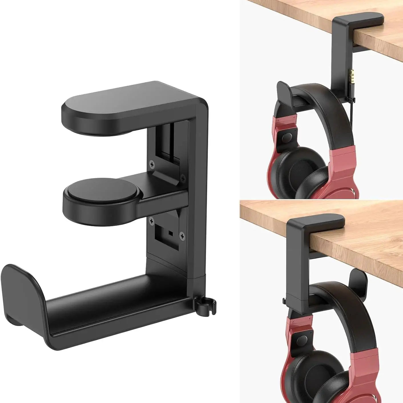 Pc Gaming Headphone Stand Headset Hook Holder, Hanger Mount with Adjustable 360 °   Rotating Arm Clamp, Desk Mount Universal Bag