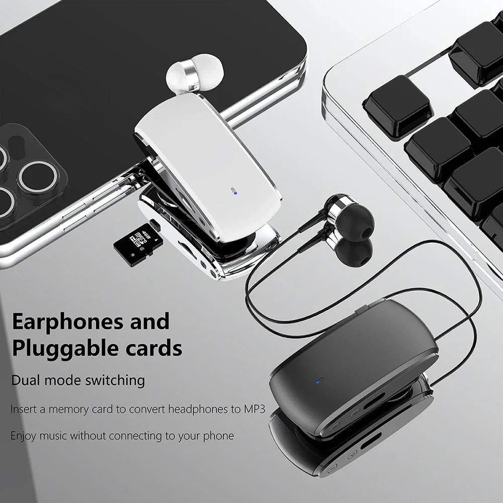 BT5.3 Mini Wireless Earphone In-Ear Headset Earbuds With Removable Wire Clip Hands Free Headphones With Wire Ears In Lotus