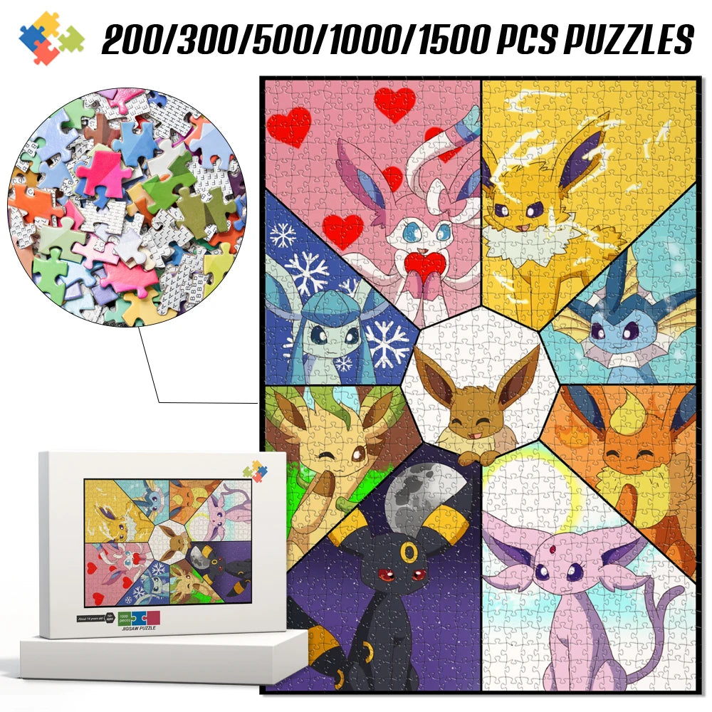 Pokemon 1000 Pieces Puzzle Jigsaw Puzzles for Adults Kids Educational Toys Brain Teaser Montessori Board Games Family Fun Gift