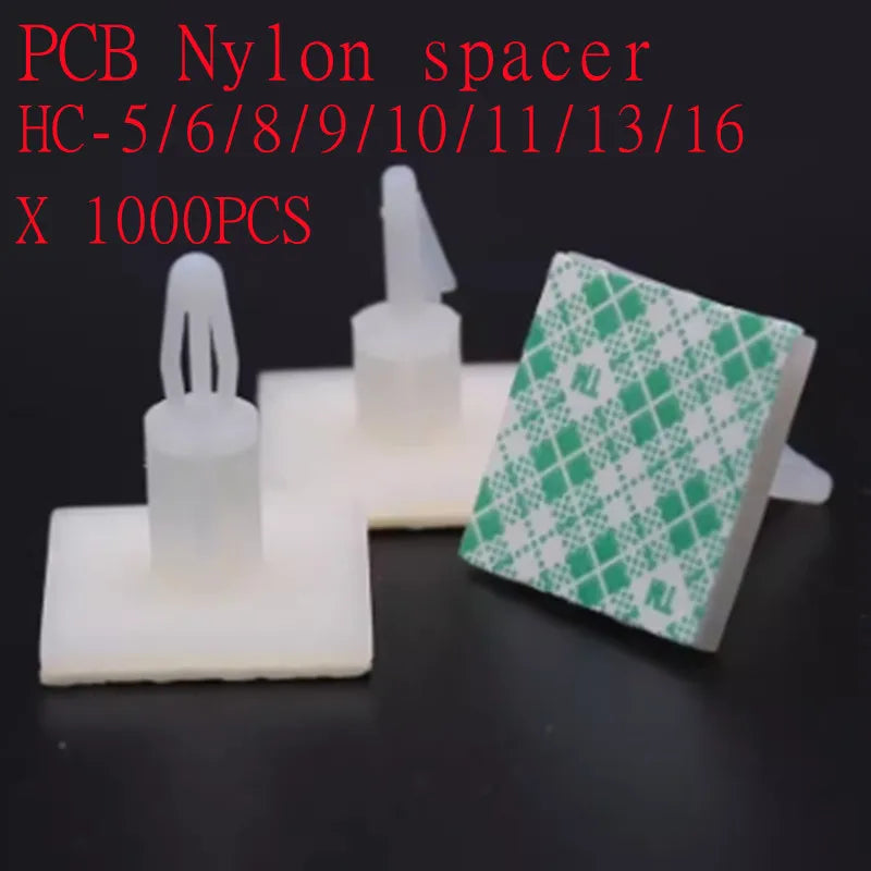1000Pcs HC-5/6/8/9/11/13/16 3mm Nylon Plastic Stick On PCB Spacer Standoff Locking Snap-In Posts Fixed Clips Adhesive
