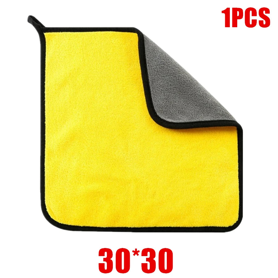 1/2/6PCS Thick Double Layer Microfiber Cleaning Towels Soft Drying Cloth for Car Body Washing Polishing Car Care Accessories