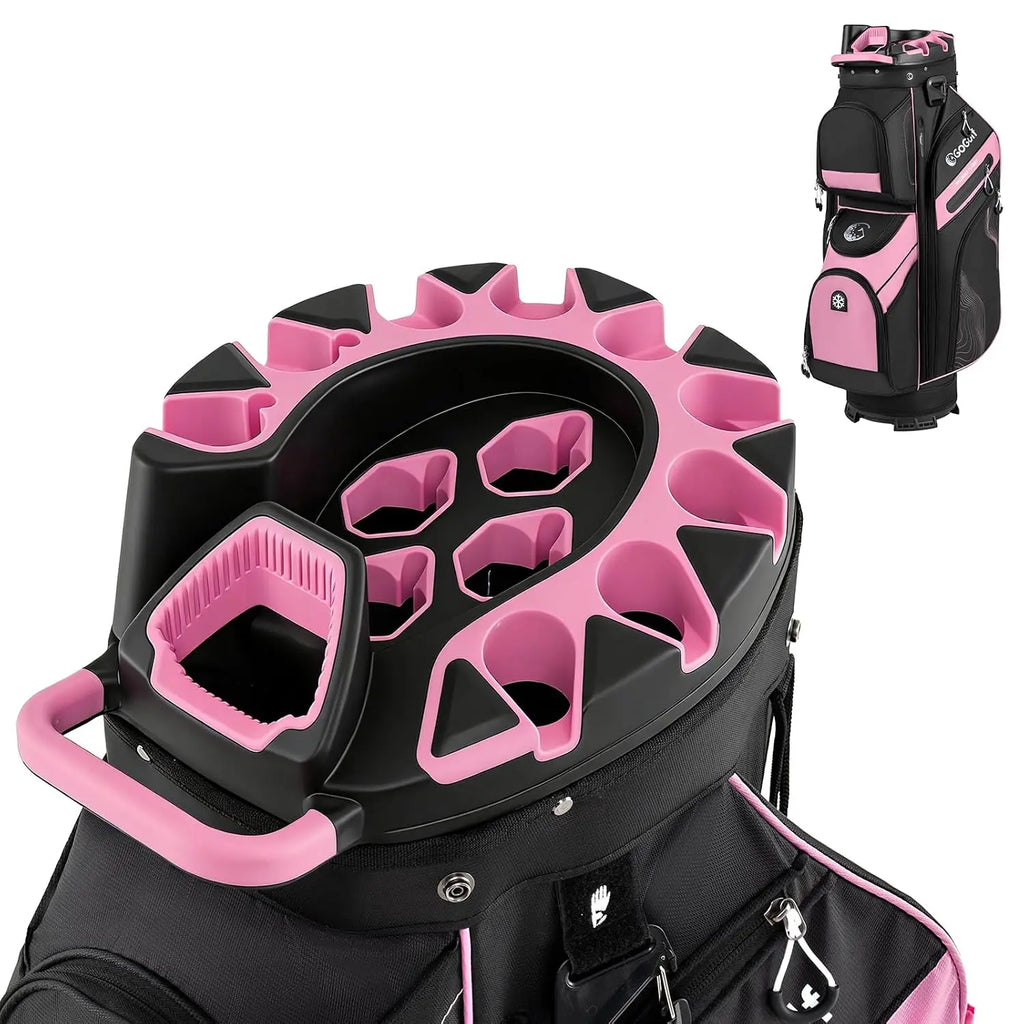 14-Way Full Length Dividers Golf Cart Bag,Molded Lock Top,11 Pockets & Cooler Pocket,Padded Design, Custom