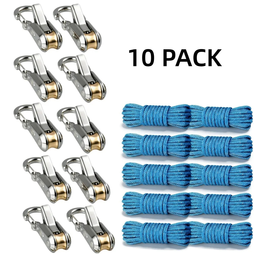 2-20 Pack Retractable Rope with Roller Tensioner – Heavy Duty Tie Down for Camping, Boating, Home Storage, Outdoor Use