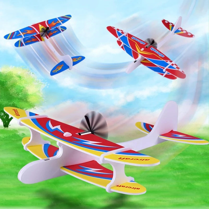 Electric Foam Plane Glider Hand Airplanes Capacitor with LED Light Outdoor Aircraft Model Kids Toys for Children Boys Gifts