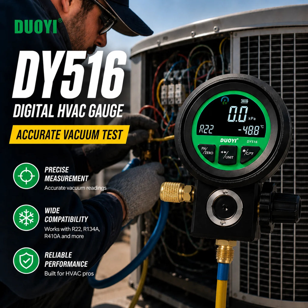 DY516 Digital HVAC Vacuum & Refrigeration Pressure Gauge – Accurate Multi-Function AC Test Tool