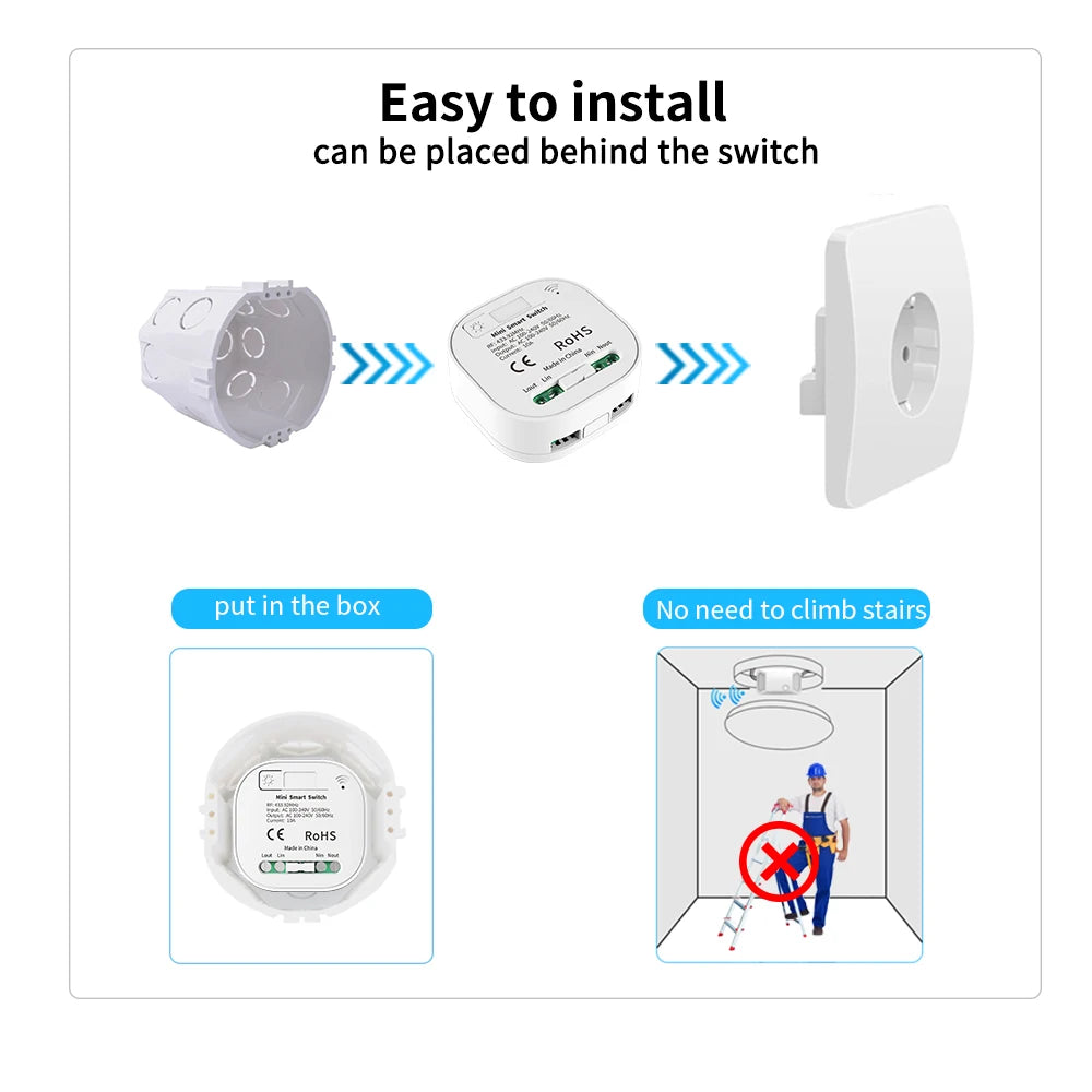 RF433 Self-Powered Wireless Light Switch, Kinetic No Battery,16A Relay, Retrofitting Easy Installation for Home Garage Garden