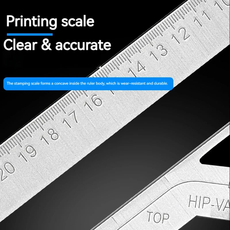 1pcs Triangle Angle Ruler Metric Aluminum Alloy Angle Protractor Triangular Measuring Ruler Woodwork Speed Square Triangle