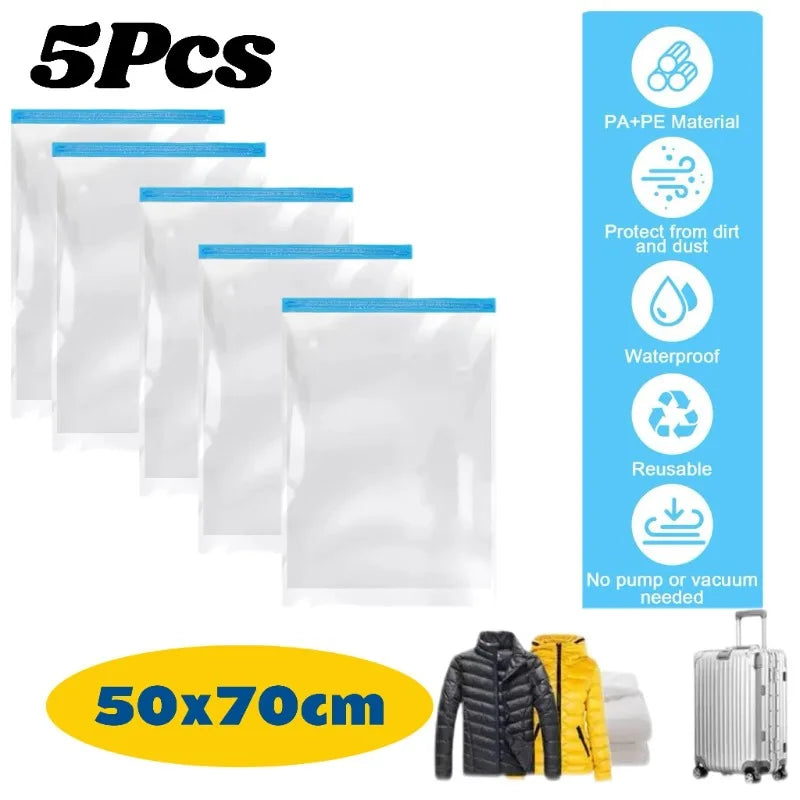 Thickened Vacuum Hand Roll Storage No Need for Pumping Compression and Sorting Bag Portable for Home Use Travel Luggage Clothing