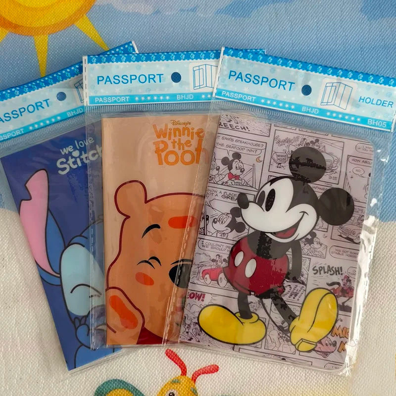 6 Colors Disney Mikey Mouse Passport Holder PVC Leather Travel Passport Cover Case Card ID Holders 14cm*9.6cm