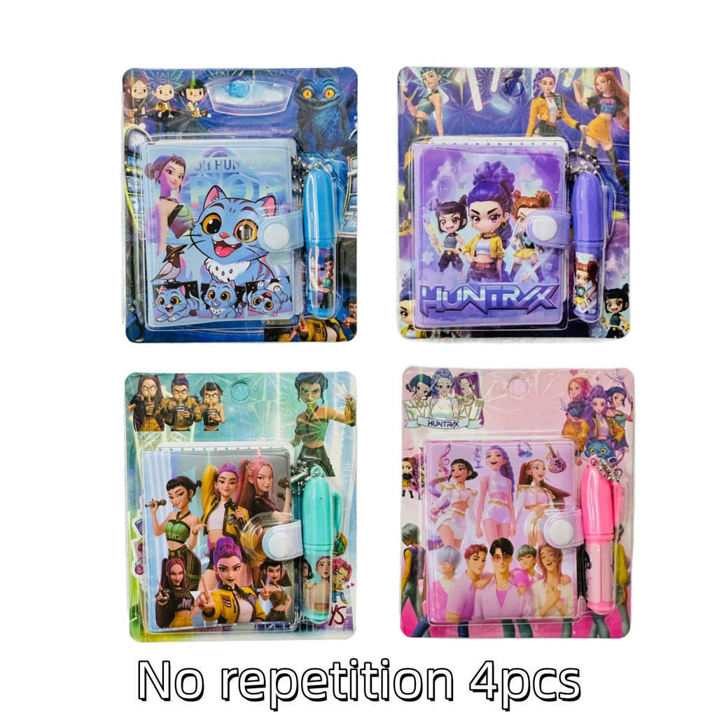 Anime Gilr Hunters Lumi Mila Zoi Mini Notebook with Ballpoint Pen, Cartoon Pocket Notepad Stationery Set School Supplies Birthda