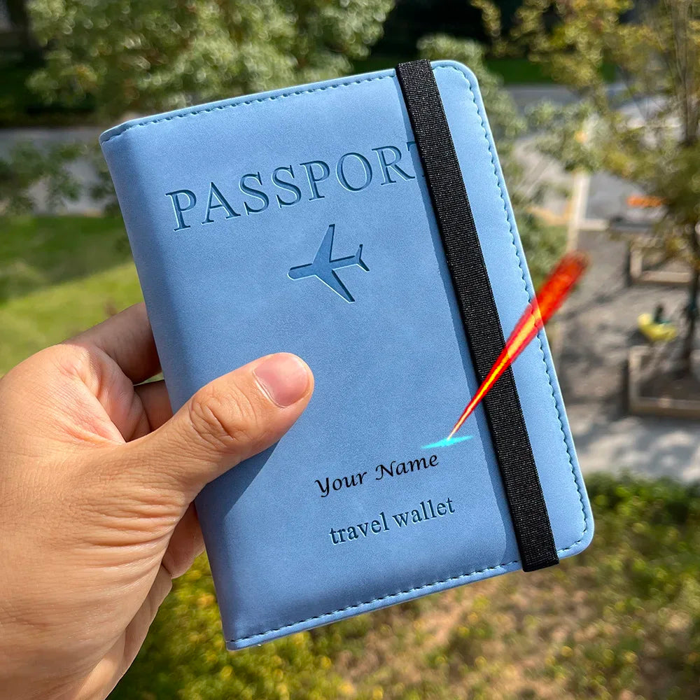 Designer Personalised Passport Cover Travel Document holders for Travel Business Elastic Band customised passport holder