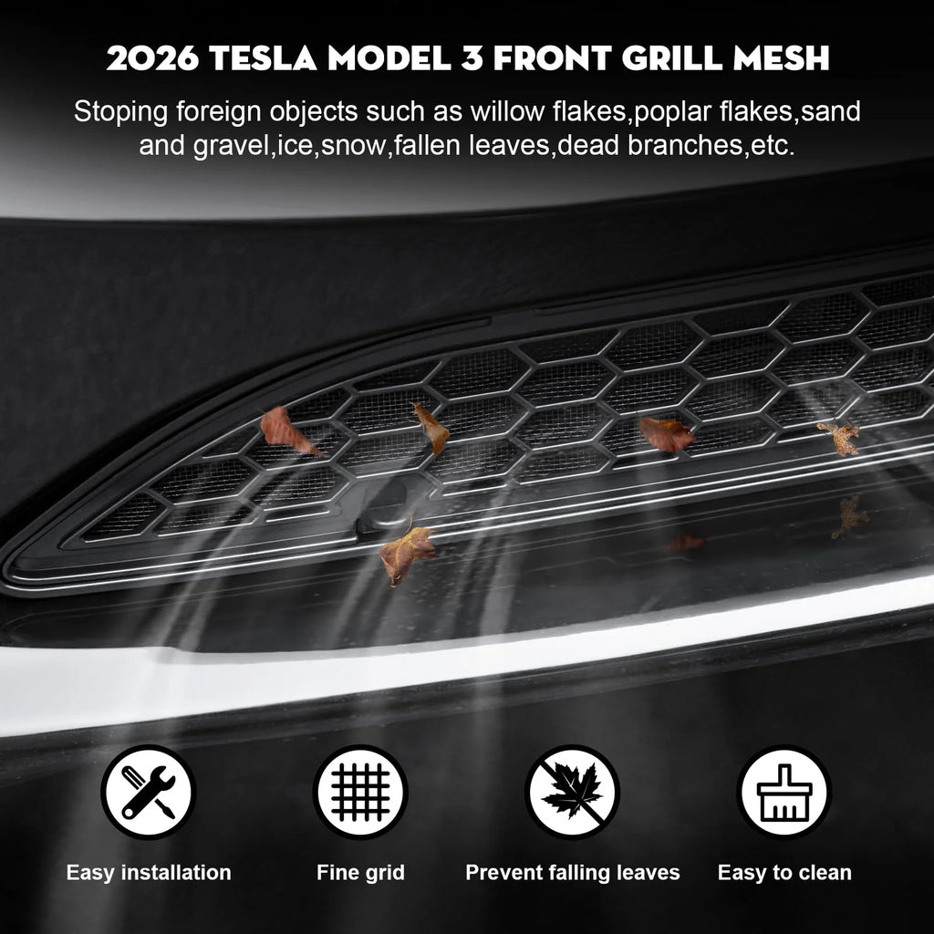 Grille Mesh Inserts for New 2026 2027 Tesla Model 3 Highland with Front Camera Version Front Bumper Air Inlet Vent Grille Cover