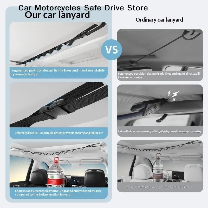 【M】Car Clothes Drying Rope, Multi-functional Hanging Hanger For Vehicle Rear Seats, Storage And Fixing Hook